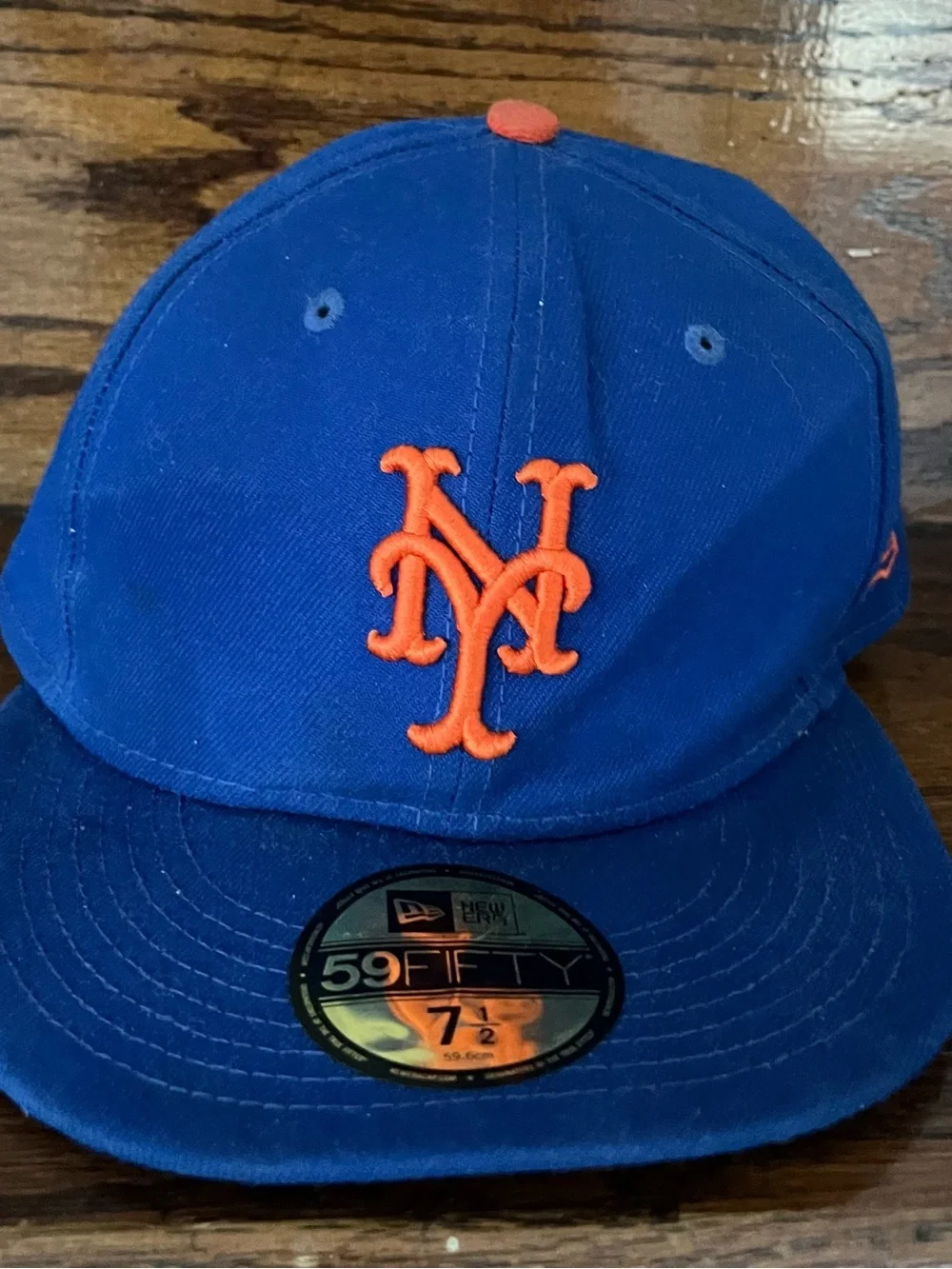 New Era Mets Fitted Cap - Blue with Orange Logo
